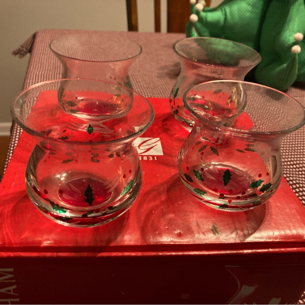 Gorham Red and Green Holly Candle Holders